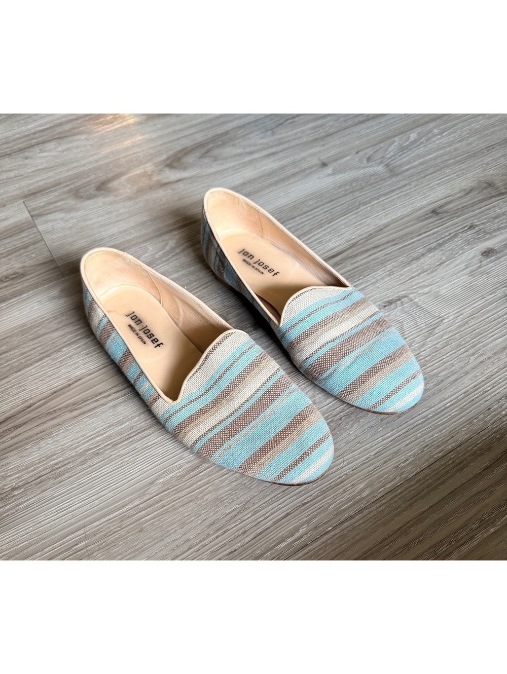Jon Josef Women's Striped Loafers Made in Spain, Size 7.5